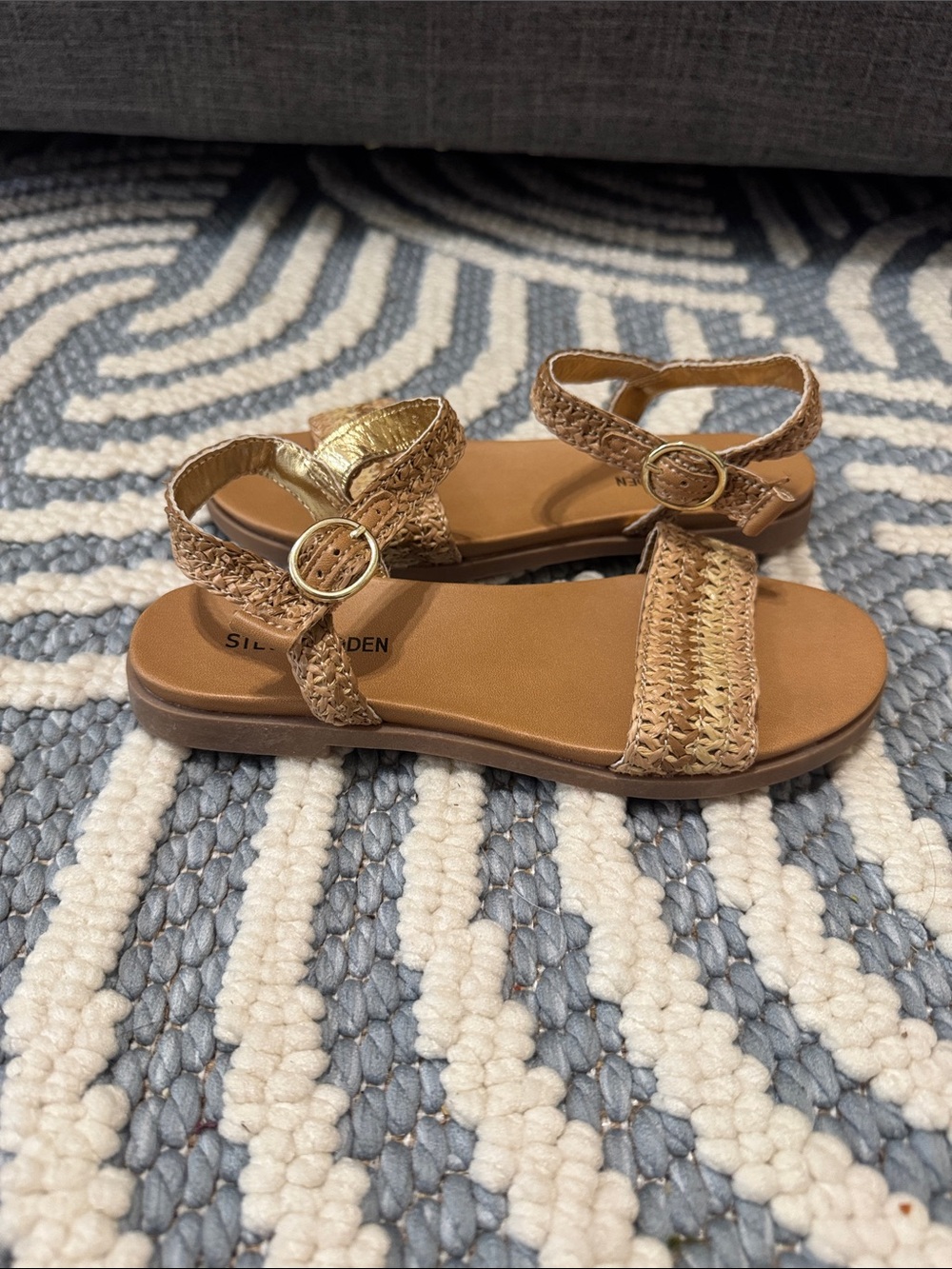 Steve Madden Girls Raffia Ankle Strap Sandals Size 1 Boho Summer
